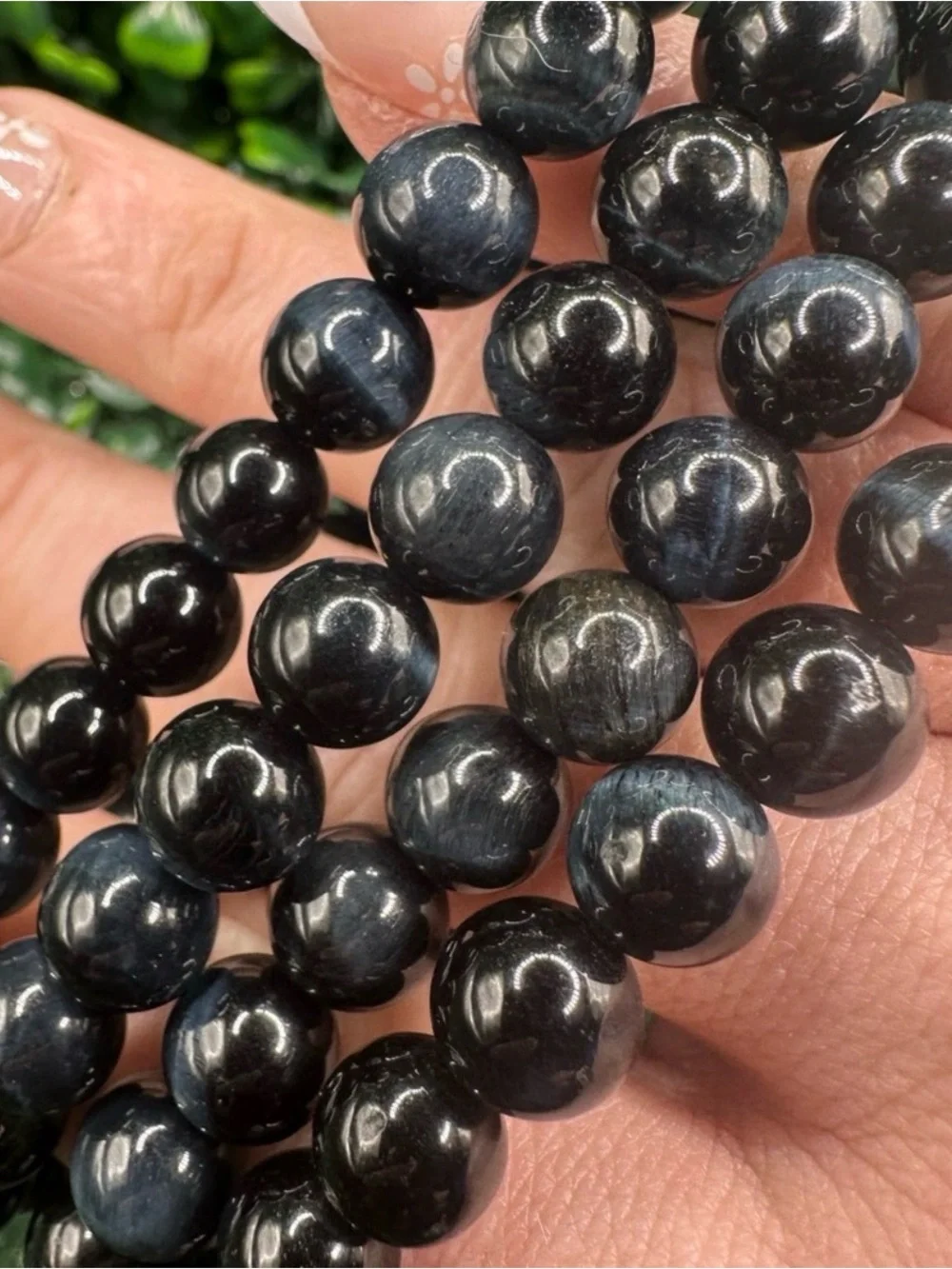 8mm Blue Tigers Eye Beaded Bracelet